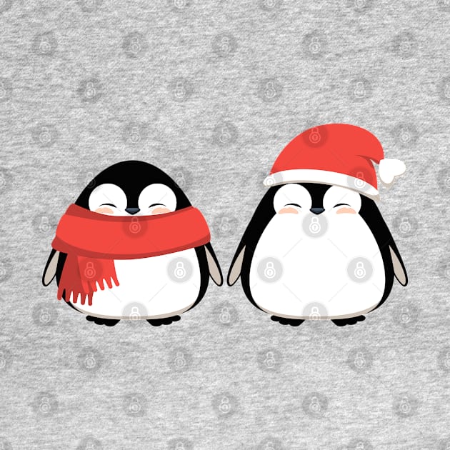 Cute penguins Christmas, winter print design. by CraftCloud
